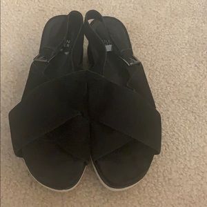 EILEEN Fisher platform cross cross sandals